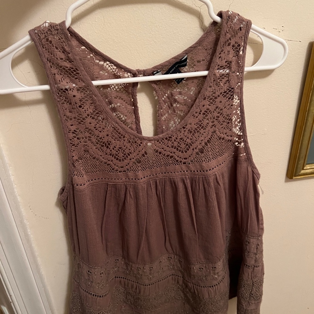 Lace Detail Mauve Sleeveless Top